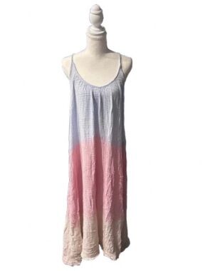 100% Cotton 9 SEED RESORT Boho Muslin Maxi Dress Beach Cottage Medium Large